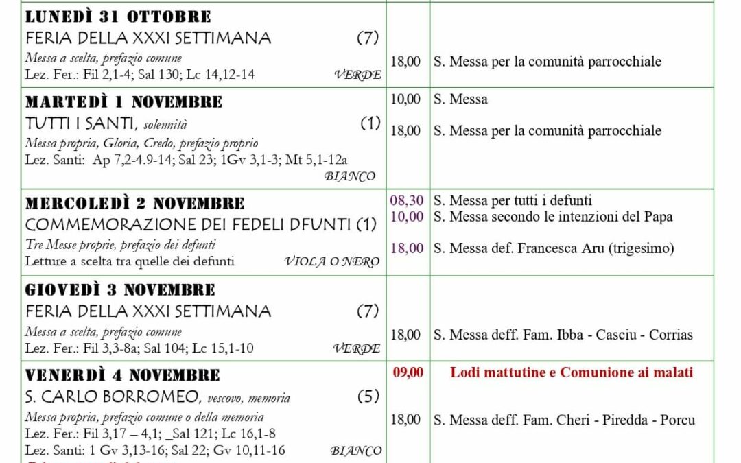 Calendario liturgico