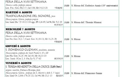 Calendario liturgico 4-11 agosto 2024