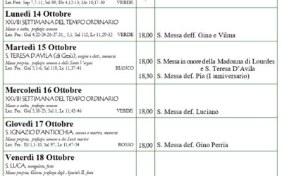 Calendario liturgico e giornalino parrocchiale 13-20 Ottobre 2024