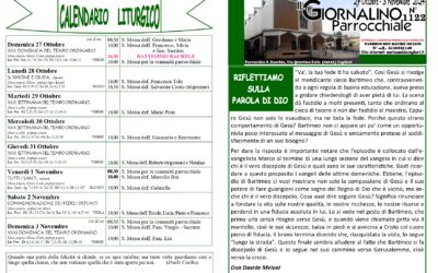 Calendario liturgico e giornalino parrocchiale 27 ottobre – 3 novembre