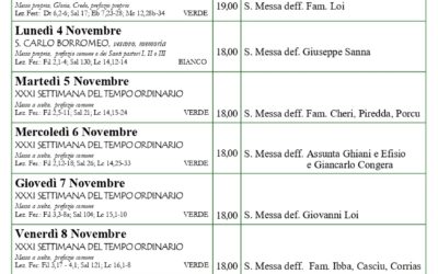 Calendario liturgico e giornalino parrocchiale 3-10 novembre 2024