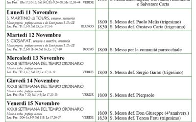 Calendario liturgico e giornalino parrocchiale 10 – 17 novembre 2024