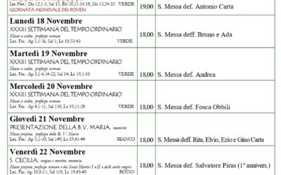 Giornalino parrocchiale e calendario liturgico 17- 24 novembre 2024